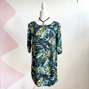 American Apparel Jungle Leaf Print‎ Dress Made in USA Y2K Indie Sleaze XS/S